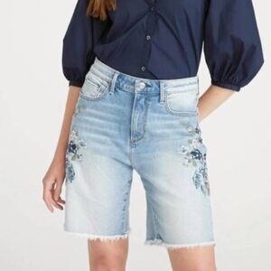 Driftwood Bermuda Shorts Floral Embroidery Womens 29